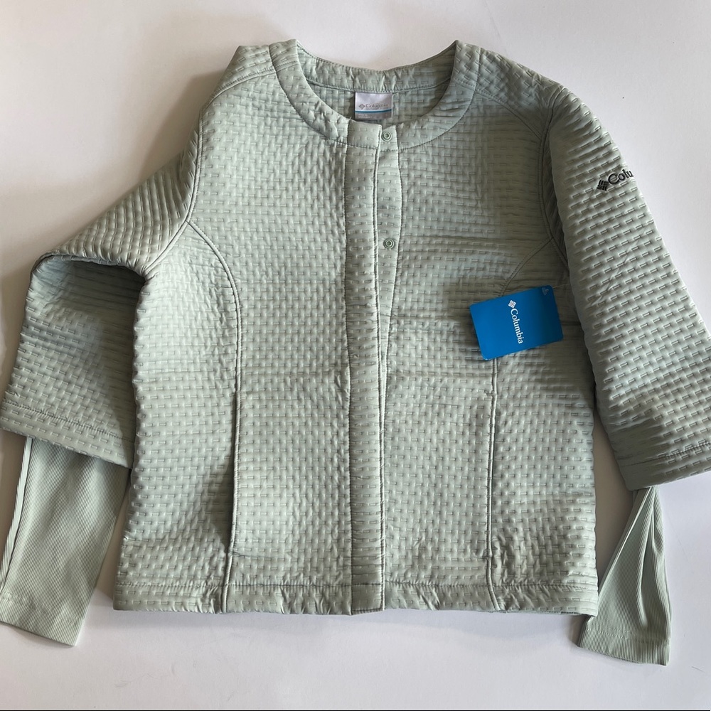 Columbia Womens Light Teal Snap Button Place To Place Jacket